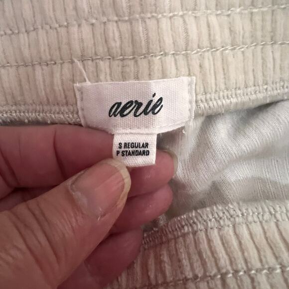 Aerie Beige Flare Ribbed Pants Size S Regular - Picture 2 of 8